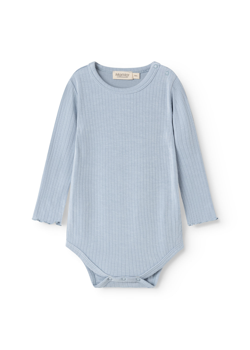 Light blue bodystocking with long sleeves and ribbed texture.