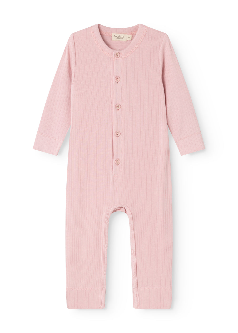 Pink baby jumpsuit with front snap closure and long sleeves, jumpsuit.