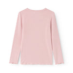 Pink ribbed long-sleeve T-shirt with crew neck and long sleeves