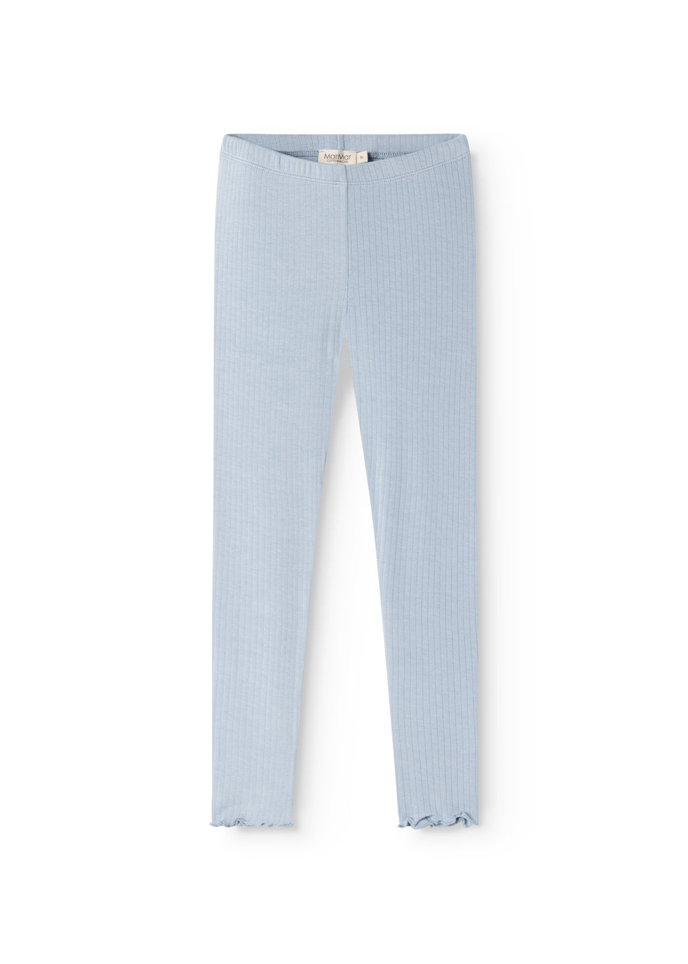 Light blue leggings with ribbed texture and elastic waist.