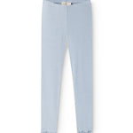 Light blue leggings with ribbed texture and elastic waist.