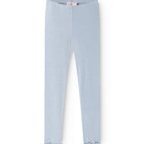 Light blue leggings with ribbed texture and elastic waist.