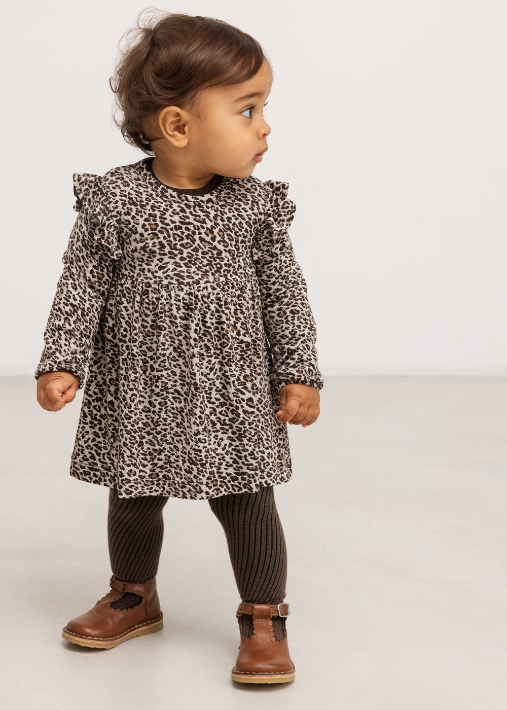 Leo Ramona Frill LS, Dress - Dark Brown Leo