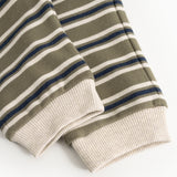 Kids' pants with ribbing at the legs and a striped pattern in blue and gray.