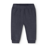 Please provide baby panties in dark indigo, straight legs and ribbed cuff at the ankle.