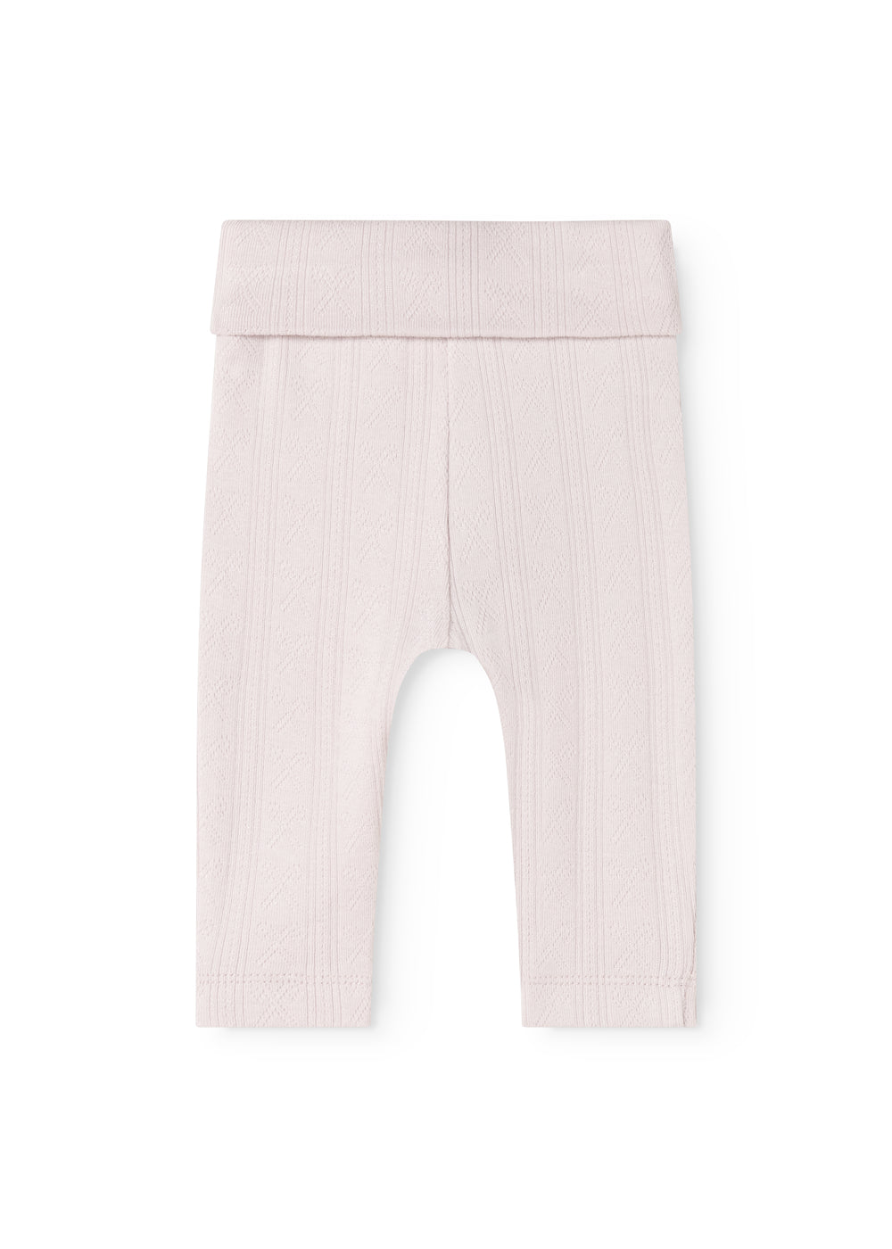 Long baby pants with elastic waistband and uniform vertical knitting