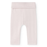 Long baby pants with elastic waistband and uniform vertical knitting