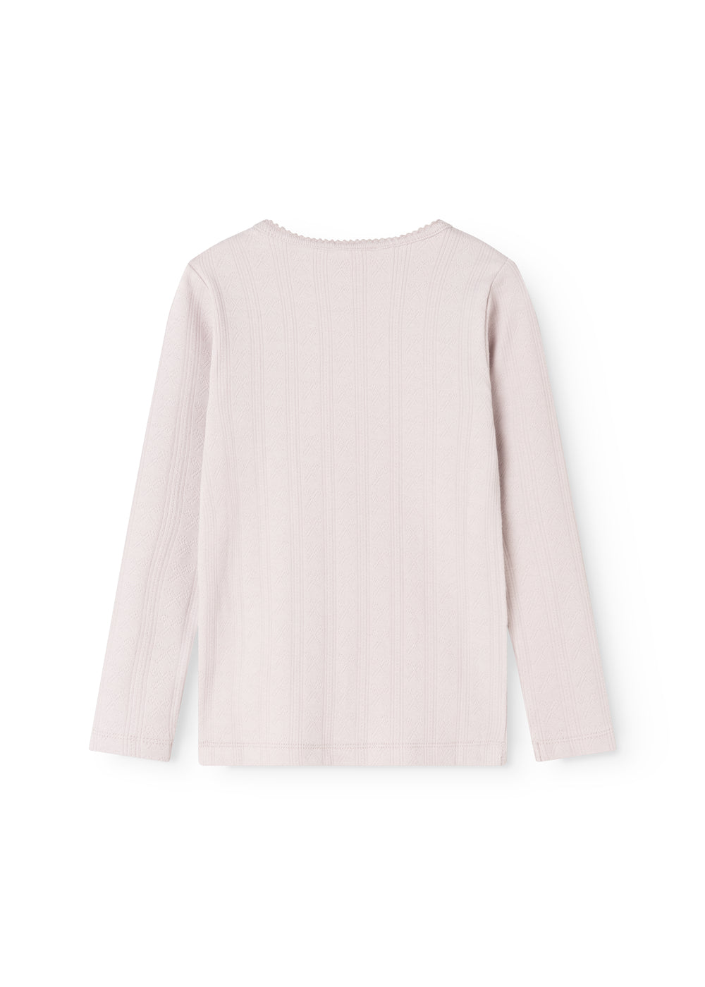 Kids T‑shirt in light purple with crew neck and long sleeves on the back.