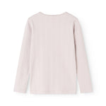 Kids T‑shirt in light purple with crew neck and long sleeves on the back.
