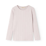 Kids T‑shirt in light purple with long sleeves and a round neck.