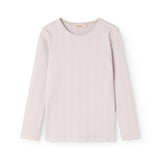 Kids T‑shirt in light purple with long sleeves and a round neck.