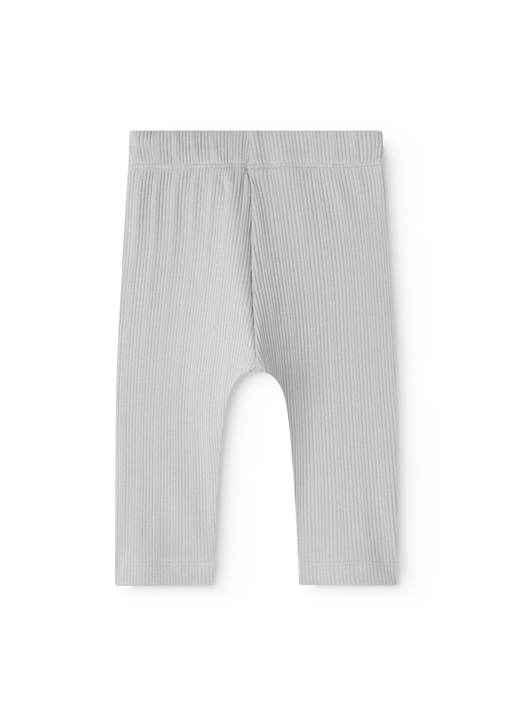 Baby pants with light blue stripes and elastic waist, rear view.