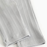 Baby pants with light blue stripes, ribbed edge at the bottom of the leg.