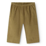 Dark bronze baby pants with elastic waistband and straight legs