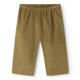 Dark bronze baby pants with elastic waistband and straight legs