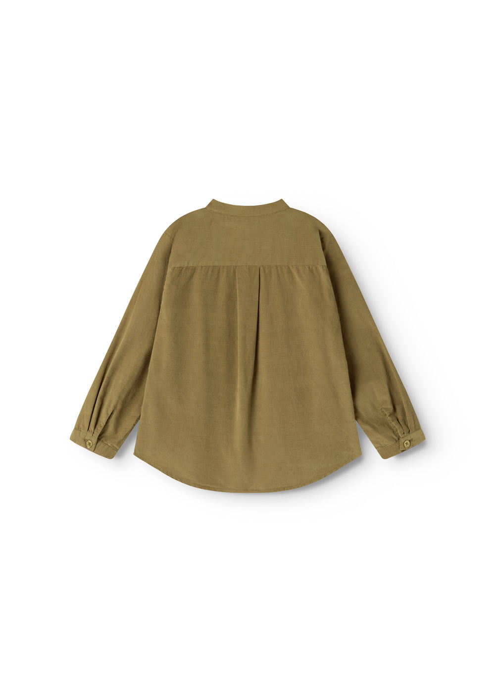 Kids shirt in dark bronze, back view, round neck and long sleeves