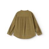 Kids shirt in dark bronze, back view, round neck and long sleeves