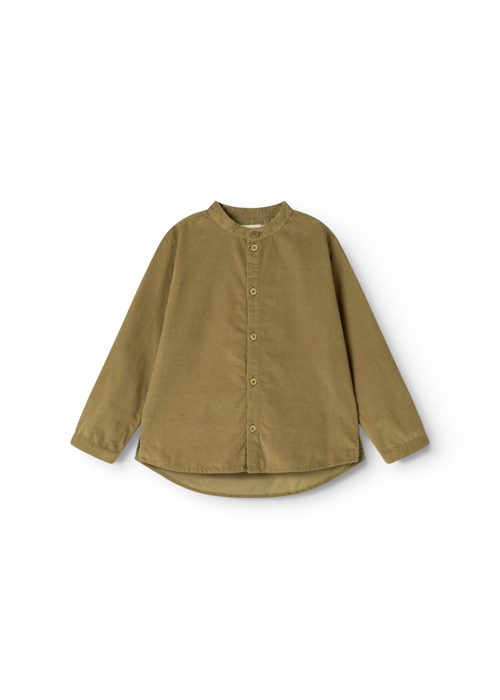 Kids' shirt in dark bronze with front button closure and long sleeves