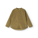 Kids' shirt in dark bronze with front button closure and long sleeves