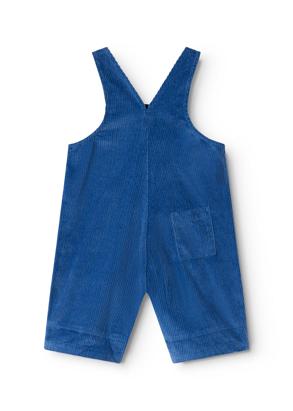 Blue suspenders with ribbed velvet top and straight-fit legs.