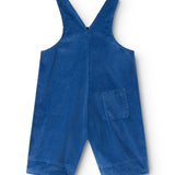 Blue suspenders with ribbed velvet top and straight-fit legs.