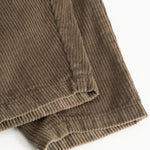 Baby pants in dark brown velvet with ribbed cuffs at the leg ends.