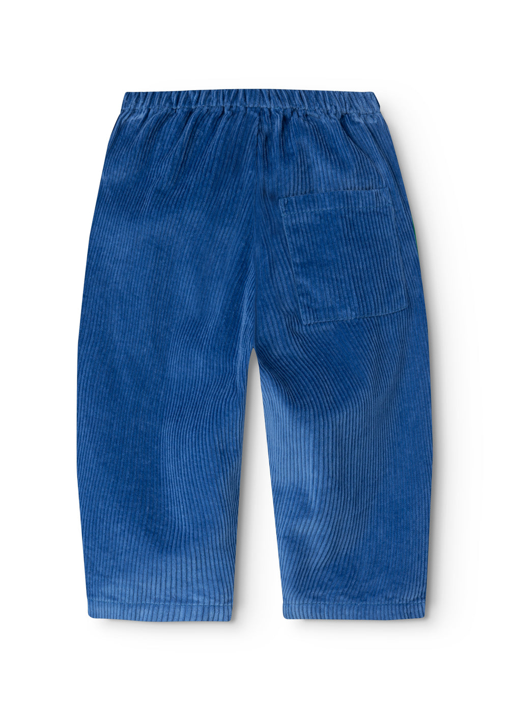 Dark blue baby pants with elastic waist and back pocket.