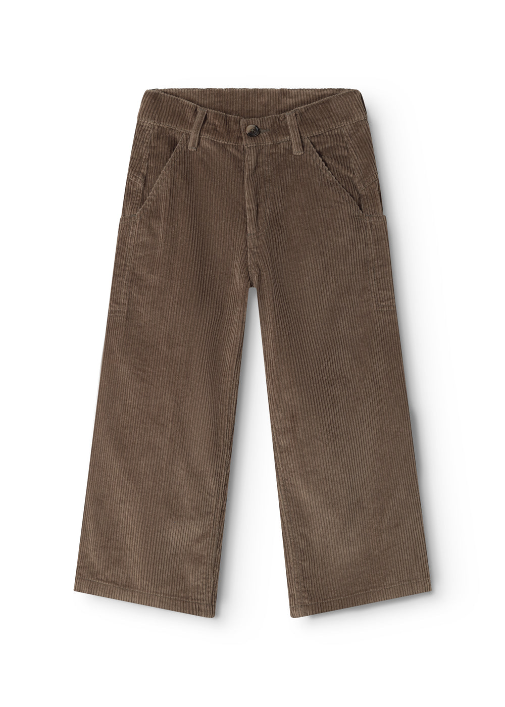 Pluto trousers Wilted in brown corduroy, straight legs and front button.