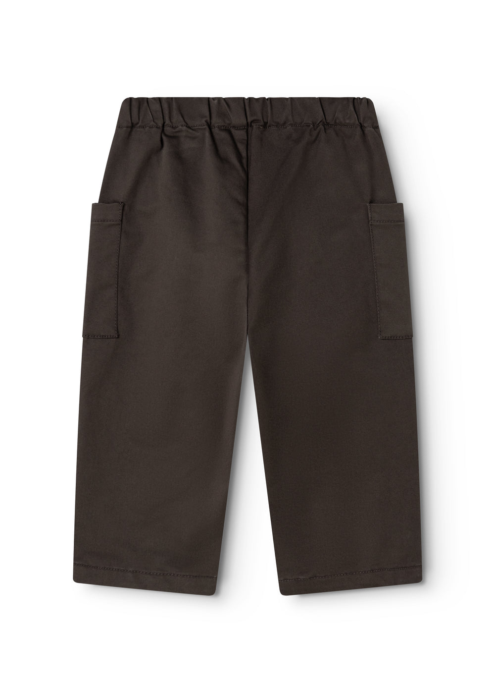 Leather Pants - Raven with elastic waist and side pockets, slightly wide legs.