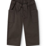 Pants Polle - Black in dark color with elastic waistband, drawstring and side pockets