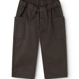 Pants Polle - Black in dark color with elastic waistband, drawstring and side pockets
