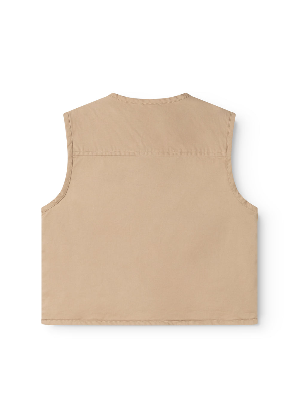 Sand-colored children's vest with simple back and smooth front.
