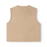 Sand-colored children's vest with simple back and smooth front.