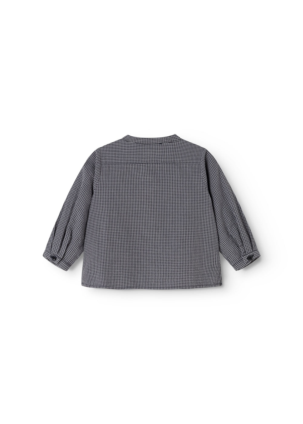 Striped baby shirt with long sleeves and round neck, dark dove blue stripes