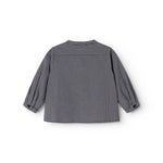 Striped baby shirt with long sleeves and round neck, dark dove blue stripes