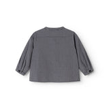 Striped baby shirt with long sleeves and round neck, dark dove blue stripes