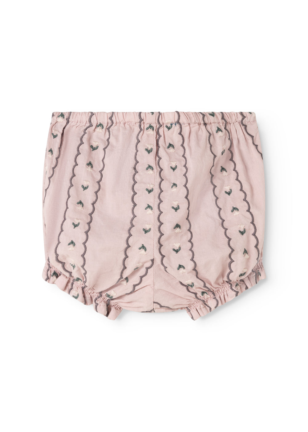 Dusty purple bloomers with vertical pattern stripes and a crinkled fit.