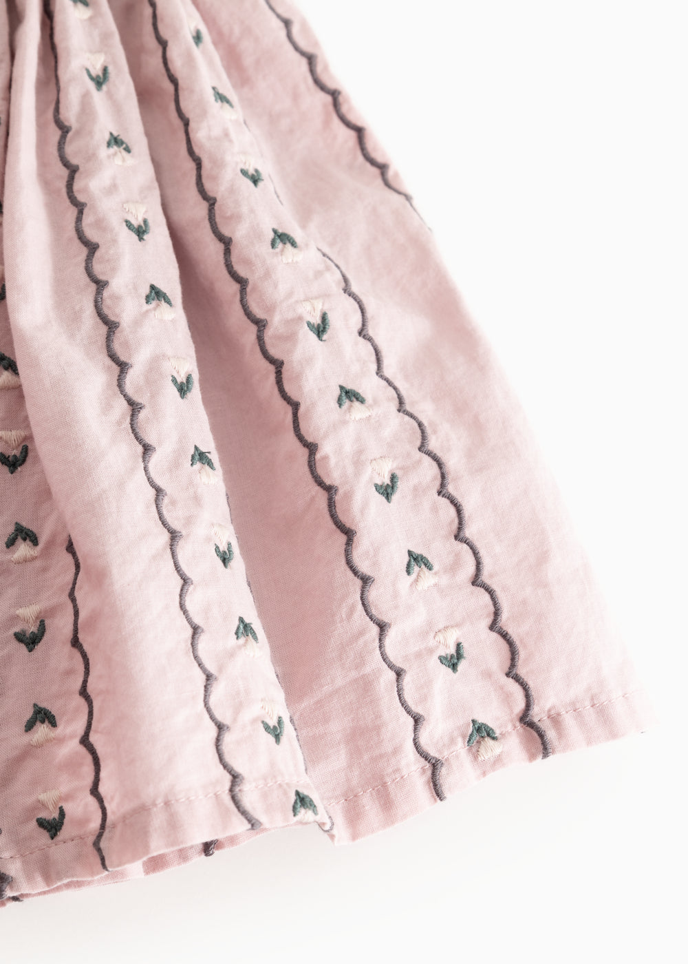 Seline skirt in dusty purple: vertical stripes with small green flowers