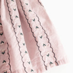 Seline skirt in dusty purple: vertical stripes with small green flowers