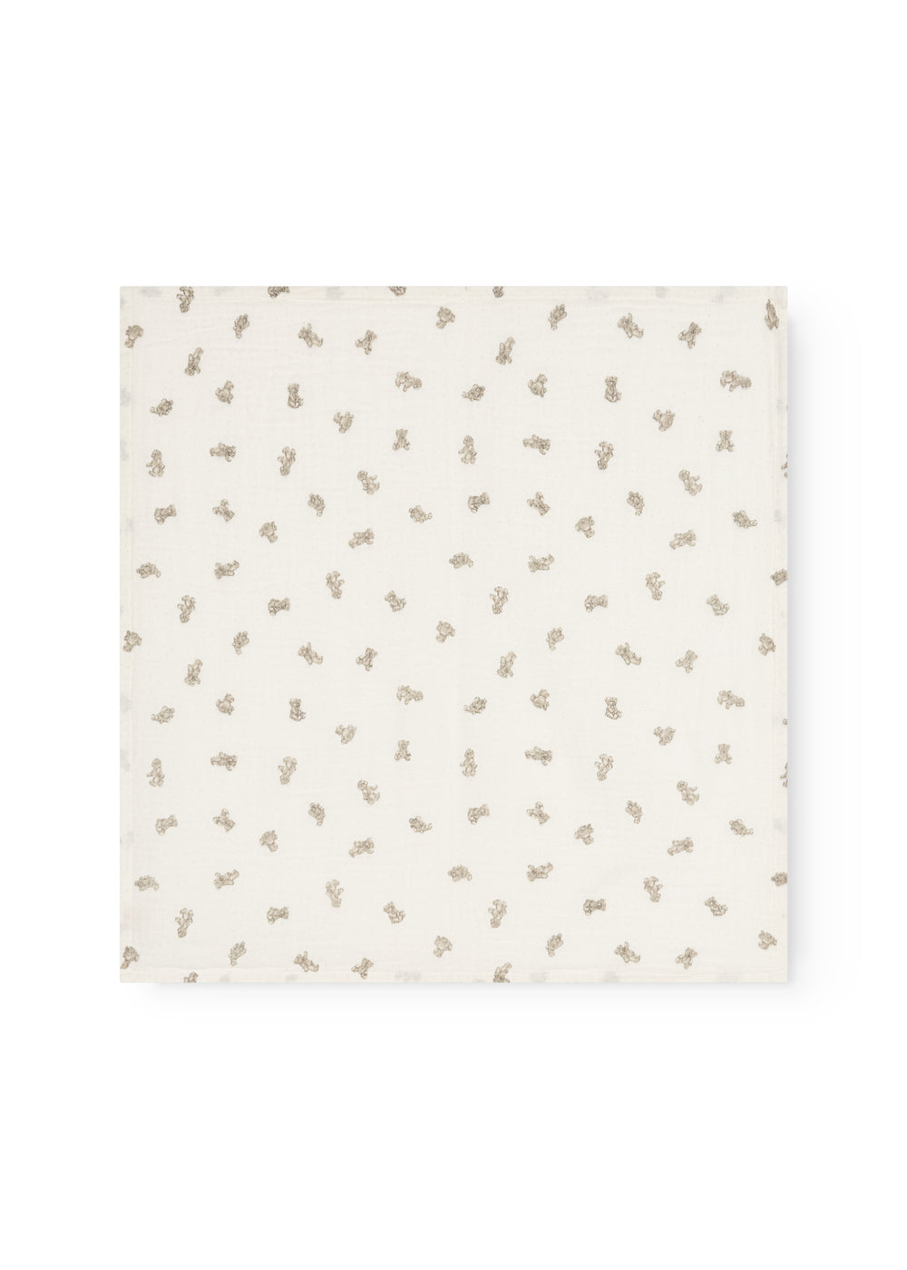 The foam is folded in a square with a uniform teddy bear print in cream.