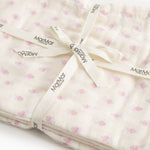 Cream in a 2-pack folded together, cream with pink flower print and MarMar labels.