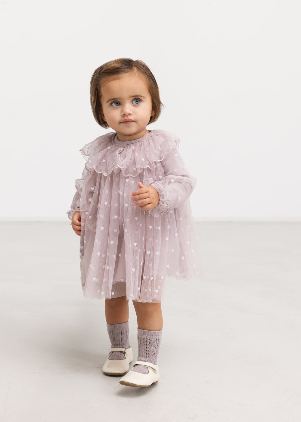 Dera B, Dress - Cloud Gray Hearts