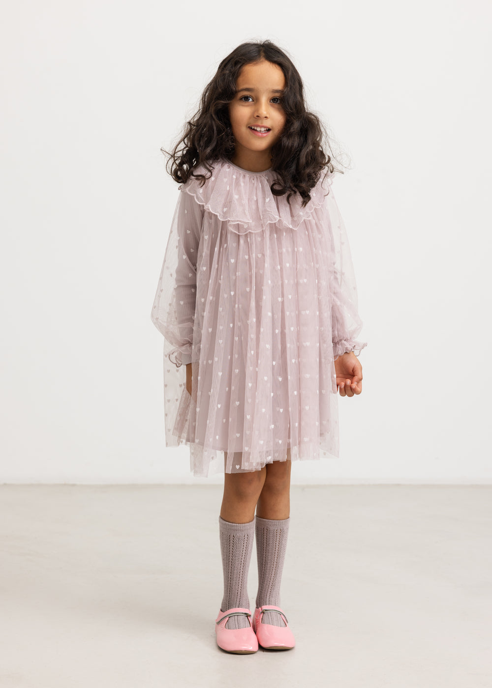 Dera, Dress - Cloud Gray Hearts