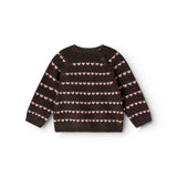 Sort striped blouse with pink heart pattern and button closure at the neck.