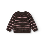Sort striped blouse with pink hearts and horizontal stripes