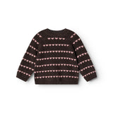 Sort striped blouse with pink hearts and horizontal stripes