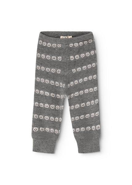 Knitted Baby Pants With Smiley Motifs And Ribbed Edges – MarMar