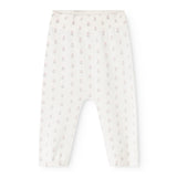 Floral printed leggings with a light base, small floral motifs, elastic waistband and legs.