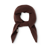 Dark wine-red knitted scarf twisted in a loop with long points.