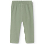 Green baby pants in rib knit with straight legs and elastic waistband